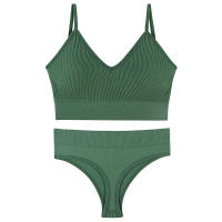 Women 2 pieces solid color fitness sports bra underwear top gym yoga athletic tight workout soft brassiere padded - details 19