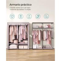 Armario de Tela Portátil Barras para Colgar, Perchero, Plegable, Guardarropa para Dormitorio, Estudio 140 x 43 x 174 cm, Gris RYG02GY - details 37