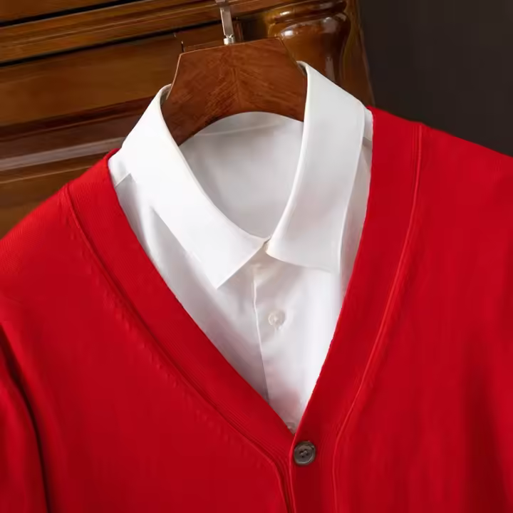 Cárdigan informal de negocios para hombre, suéter clásico con cuello en V, Color sólido, moda coreana - 1