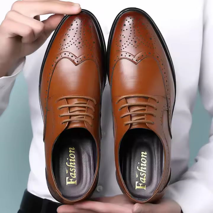 Zapatos de vestir auténticos Oxford hechos a mano, zapatos de negocios formales clásicos para hombres - 1