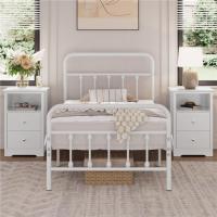 Mesitas de noche vintage para dormitorio, mesita de madera lacada para cama blanca - details 1