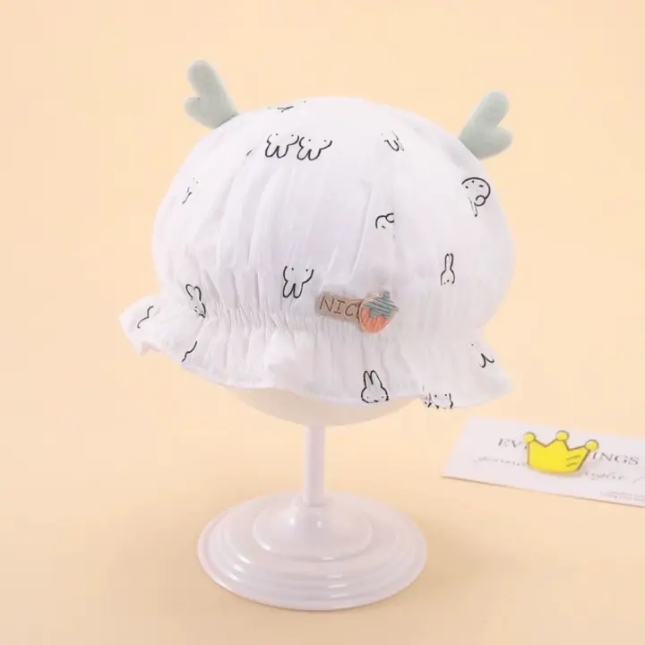 Nuevos sombreros de cubo para bebé de 0 a 6M, gorro de pescador de algodón para primavera y verano, gorro con diseño de conejo y asta para niña y niño, gorro para niño pequeño - 1