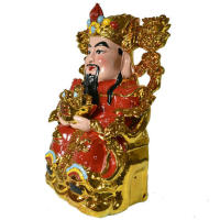 Estatua de Buda de regalo de apertura, inscripción de cerámica, Dios de la bandera, oro rojo sentado sobre la riqueza - details 3