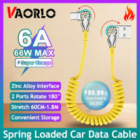Cable de carga retráctil de resorte súper rápido 6A, interfaz de aleación de Zinc tipo C/Micro USB, Kit de coche de rotación de 180 °, línea de datos para iPhone - details 0