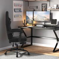 Silla Gaming Ergonómica, Silla Oficina con Soporte Lumbar Masaje y Reposapiés Extraible, Silla Giratoria con Gran Asiento de Muelle, Capacidad de 150 kg, Tela de Malla, Negro+Blanco, GS08sz - details 1