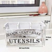 Organizador de Utensilios de Cocina de Madera Sólida Caja de Almacenamiento con Divisor para Cuchillos, Garfos, Cuchares Ideal para Cocinar - details 2