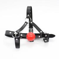 Accesorios exóticos: juguete de mordaza para coqueteo sexual para parejas, arnés de cuero SM erótico para adultos con tapón bucal de bola suave para regatear - details 9