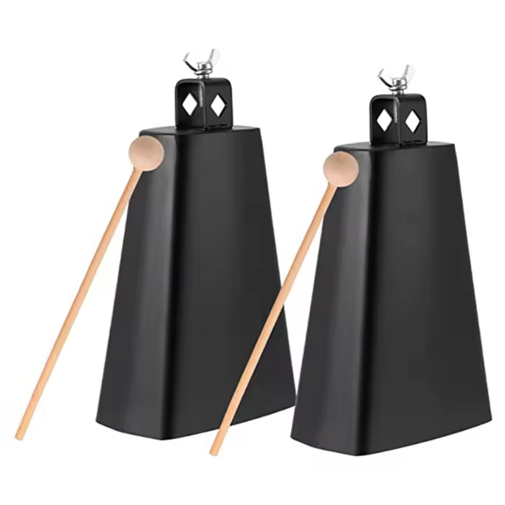 Campana de percusión Manual, 2x8 pulgadas, con palos de madera para juego de tambor, deportes, hogar, granja, negro - 1