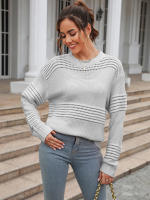 Suéter elegante para mujer, suéteres rosas sueltos, Tops de manga larga a la moda, jerséis de cuello redondo, prendas de punto nuevas, otoño, 2023 - details 22
