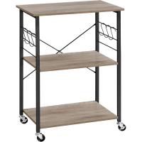 Estantería de Cocina con Ruedas, Carrito de Servicio de 3 Niveles, Estantería para Microondas, Horno, Tostadora, Marco de Metal con 6 Ganchos, Marrón Rústico y Negro - details 25