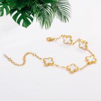 Pulsera de joyería chapada en oro para mujer, pulsera sin deslustre, pulsera de flores con dije de trébol y hoja para mujer a la moda - details 1
