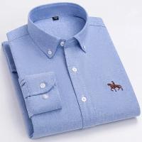 Camisas de caballo bordadas para hombre, ropa de calle de gran tamaño, 2025 algodón, Oxford, informal, manga larga, talla grande, 100% - details 10