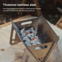 Parrilla de camping desmontable con bolsa de iluminación, estufa tipo caja plegable, mini estufa de cocina de acero inoxidable para senderismo al aire libre - details 2