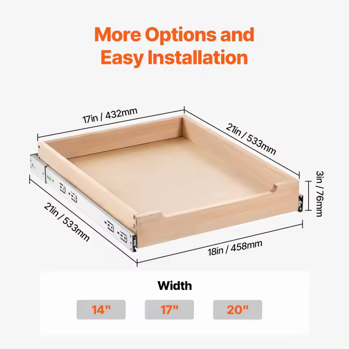 SucceBuy Organizador de gabinete extraíble, estante de cierre suave, cajón de madera resistente - 1