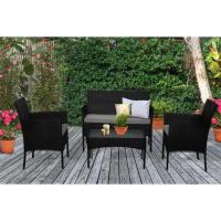 Muebles de jardín de Resina Trenzada Negra - 4 Asientos: 1 sofá, 2 sillones, 1 Mesa de Centro - Cojines Beige con - details 31