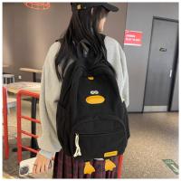 Dibujos animados estilo japonés ins lindo patito mochila femenina de pana informal mochila de campus estudiante universitario de secundaria. - details 11