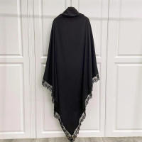 Hijab musulmán con encaje transpirable, pañuelo de cabeza largo instantáneo, estilo islámico de Dubái, adecuado para Festival y oración, 1 unidad - details 2