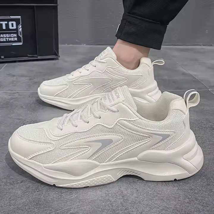 Nuevo Modelo 2025 Zapatos Gruesos Para Papá Para Hombre: Zapatillas Deportivas Transpirables De Verano 2025 Con Suela Gruesa Para Estudiantes - 1