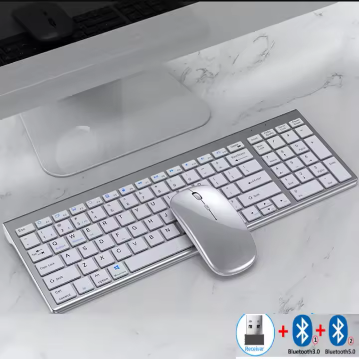 Jomaa-conjunto de teclado y ratón inalámbrico para ordenador portátil, accesorio recargable y delgado con Bluetooth, USB 2,4G, Combo de teclado y ratón - 1