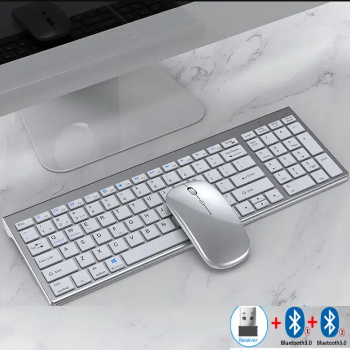 Jomaa-conjunto de teclado y ratón inalámbrico para ordenador portátil, accesorio recargable y delgado con Bluetooth, USB 2,4G, Combo de teclado y ratón - 1