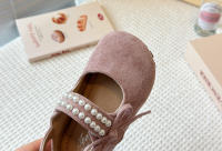 Bolsa de los niños cabeza Boken zapatos 2025 primavera y otoño nueva versión coreana de las niñas perla arco princesa zapatos de suela suave solo zapatos - details 16