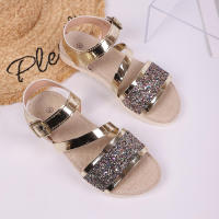 Sandalias de mujer de talla grande, nuevas de verano, con lentejuelas, de moda, de una sola tira, con suela gruesa, versátiles y cómodas. - details 2
