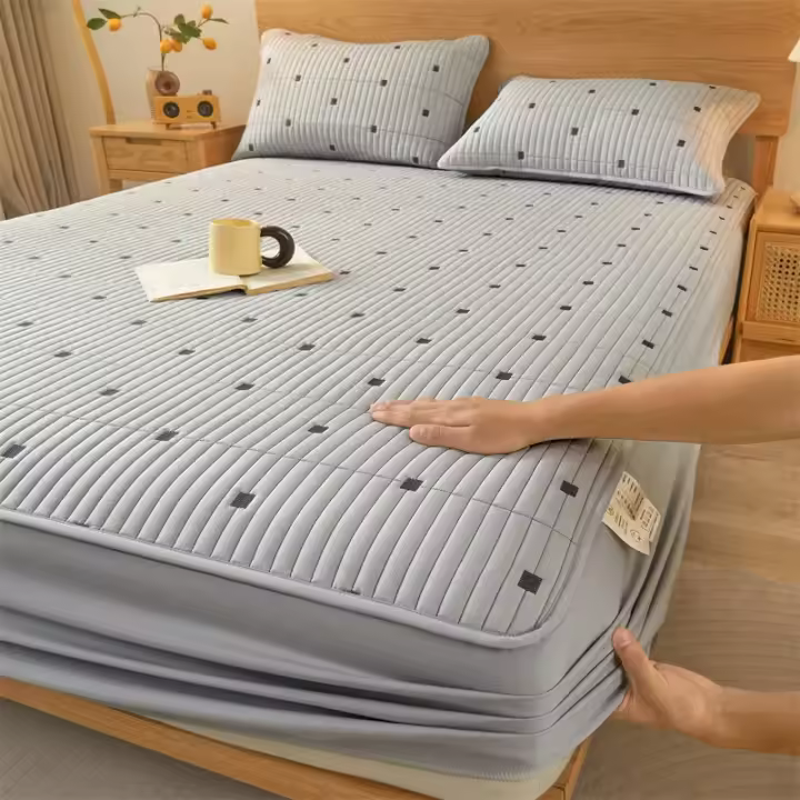 Funda de cama de estilo Simple, colcha acolchada, cubierta de colchón agradable para la piel, ropa de cama elástica para el hogar (sin funda de almohada), 1 unidad - 1