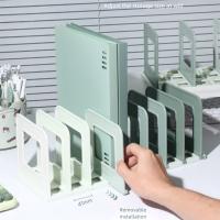 Sujetalibros desmontables ajustables, divisores antideslizantes, soporte para libros de escritorio, ahorro de espacio, soporte Vertical anticaída para libros en el aula - details 19