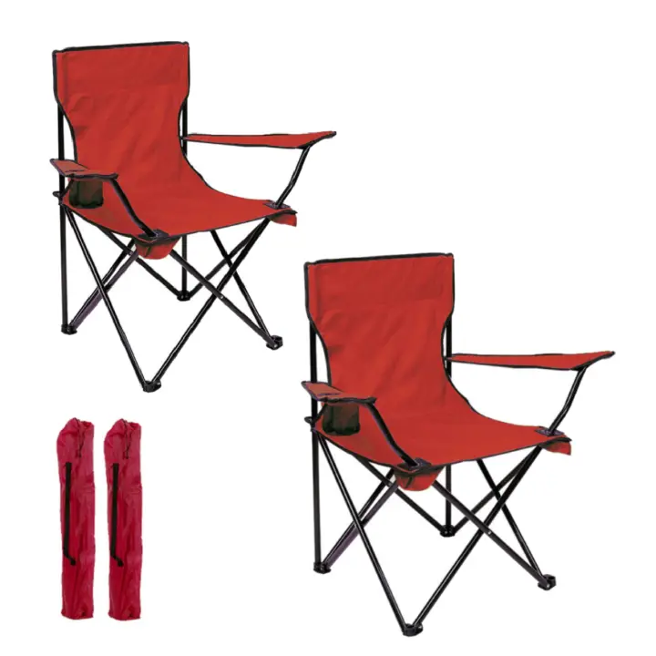 Set de 2 Sillas acampada plegable portátil sillas pesca camping playa con reposabrazos y bolsa de transportesenderismo trekking comodo - 1