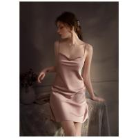 Camisón de Verano para Mujer Sin Espalda, Cuello Oscilante, Seda de Hielo, Pijama de Moda Grande, Sexy con Tirantes Finos - details 18