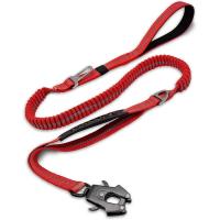 Correa táctica para perros de alta resistencia, plomo elástico que absorbe los golpes de 4 a 6 pies con 2 asas acolchadas, mosqueteero de Metal, cinturón de seguridad para automóvil, - details 12