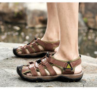 Sandalias de piel auténtica para hombre, zapatos informales para la playa, calzado deportivo antideslizante para exteriores, zapatos romanos de talla grande 38-48 - details 16