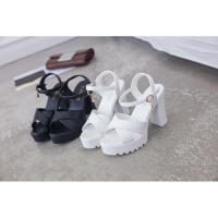 Nuevas sandalias de tacón alto con tacones gruesos, plataforma impermeable, combinación versátil de correas finas, cuero suave de verano cómodo - details 5