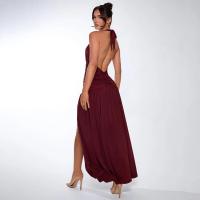 Vestido de noche largo con escote camisola y aberturas laterales pronunciadas con cuello en V, pliegues sin espalda, tejido eam, perfecto para - details 30