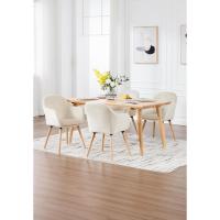 Sillas de Comedor Nórdicas Vintage Juego de 2, Sillas de Cocina con Reposacazas en Terciopelo, Estructura de Madera - details 1