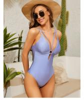 Bañador de una pieza con tirantes para mujer, traje de baño adelgazante con cuello Halter ahuecado, Sexy, ropa de playa - details 8