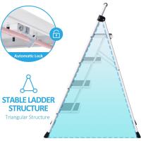 Escalera Plegable 4 Peldaños, Escalera de Tijera con Pedales Antideslizantes Anchos, Barandilla, Escalón Taburete de Acero Portátil Uso Hogar Cocina Oficina, Carga hasta 150 kg, Blanco - details 2