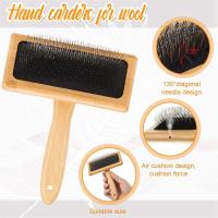 Cardadores de mano de madera, cepillo rebanador, cepillo de lana, cepillo de cardado, herramienta de fieltro de aguja para perros, suministros para manualidades de tejido giratorio - details 2