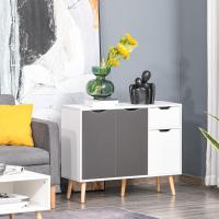 Aparador para Salón con 3 Puertas y Cajón Mueble Auxiliar para Salón Cocina Dormitorio 90x30x72 cm Blanco y Natural - details 10