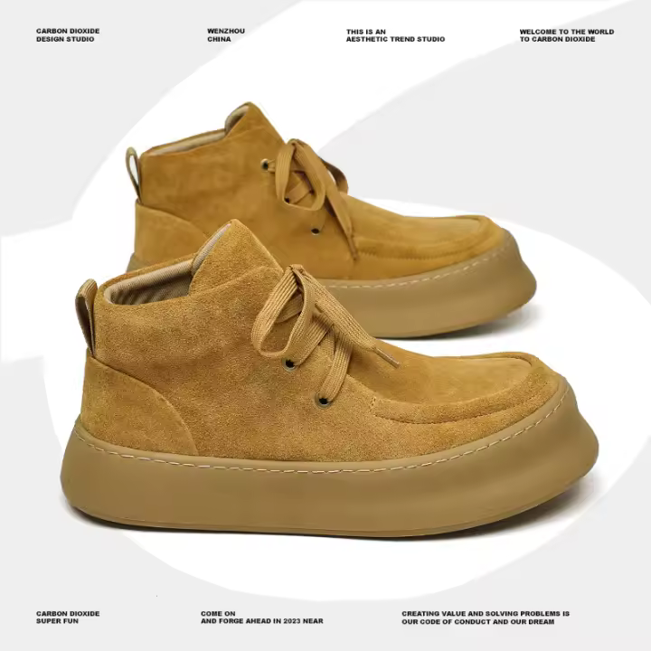 Nuevos zapatos altos de piel para hombre, botas de herramientas con plataforma informal, tendencia retro, pareja - 1