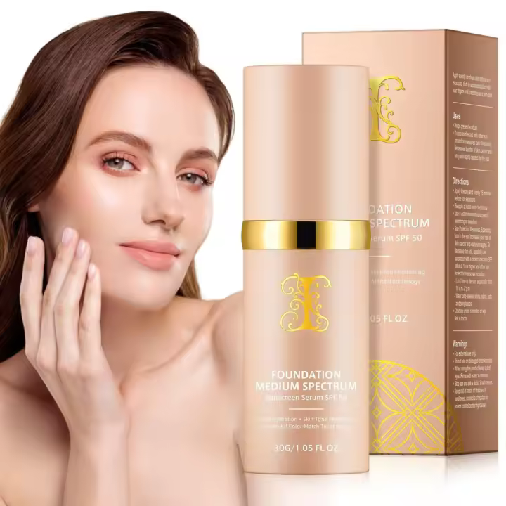 Líquido que cambia de color 4 en 1, base para mujeres mayores, corrector hidratante de larga duración e impermeable, base de maquillaje SPF 50+ desnuda - 1