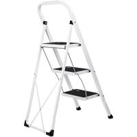 Escalera Plegable de 3 Pasos con Estructura de Acero Taburete Multifuncional con Superficie Antideslizante y Base Estable Ligera, Portátil y Segura para Hogar, Oficina y Tareas Domésticas - details 4