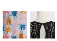 Lace patchwork floral print women summer 50s 60s elegant dress - details 89
