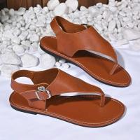 Sandalias informales con tapa para mujer, zapatos planos con punta redonda y hebilla, para uso diario, talla grande, 2024 - details 2