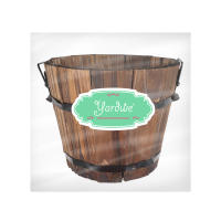 Cubo redondo de madera, éter de flores campestres, recipiente para agua, decoración de jardín y patio trasero, 18cm 15cm x 14cm, 1 pieza. - details 3