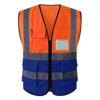 Trabajo plano de la ropa deportiva de la malla segura alto Vis azul negro chaleco rosado reflexivo cremallera poliéster durable Ems - details 1