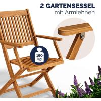 Conjunto de 2 Sillas de Jardín Plegables de Madera de Acacia Certificadas para Balcón, Jardín o Terraza - details 5