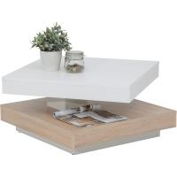 Cuadrada, Material Compuesto de Madera, Tablero Giratorio en 360° ° , Roble Blanco/Roble Sonoma, 67 x 67 x 35 cm - details 5