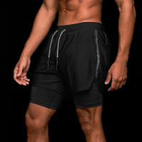 Pantalones Cortos Deportivos Ligeros y Secado Rápido Doble Capa para Entrenamiento en Gimnasio y Correr Ropa de Verano para Hombres - details 12