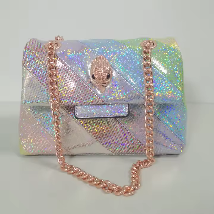 Nuevo Brillante Bolso Cruzado de PU para Damas Bolso de Cadena, Tamaño 19*7*13CM - 1